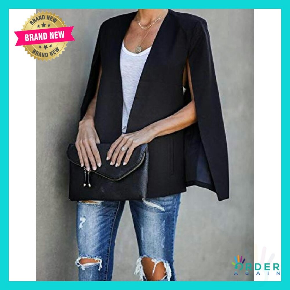 Cape Blazer Split Sleeve Open Front Chic Workwear… - image 7